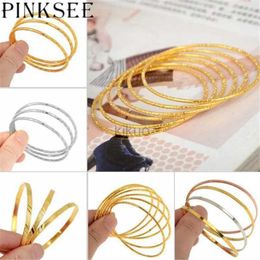 Bangle NEW 3/4/6pcs 1 Set New Fashion Gold Silver Color Baby Kids Children Round Band Bangles Cuff Anklets Muslim Bracelet Drop Ship 24411