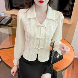 Women's Blouses Shirt Spring Autumn 2024 Chic Beautiful Coat Female Long Sleeved Loose Temperament Ladies Casual Slim Tops