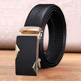 Belts Men Belt Men's Business Formal With Autumatic Buckle Smooth Faux Leather Anti-break Alloy Durable Anti-slip For Commute