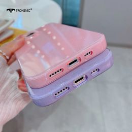 Ins Candy Glossy TPU Phone Case for iPhone 14 13 12 11 Pro Max XR Xs Max 7 8 Plus Luxury Soft Glitter Purple Silicone Cover Capa