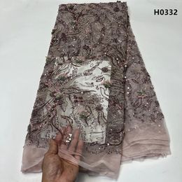 African Lace Fabric with Hand Cut Sequence Nigerian Wedding High Quality Organza Lace for Party Wedding Tailor 5 Yards 240327