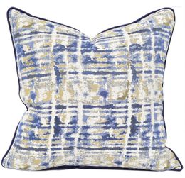 Pillow Fashion Blue Geometric Plaid Decorative Throw Pillow/almofadas Case 45 50 European Modern Classic Cover Home Decorating