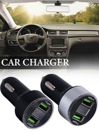 240W Car Charger Smart Phone USB Adapter Mobile Phone Charger Dual USB Digital Display Voltmeter Fast Charging Phone Charge