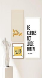 Paintings Poster Be Curious Not Judgemental Inspirational Quote Art Print Yellow Believe Sign Canvas Painting Wall Pictu3090123