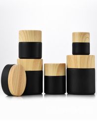 10g 30g 50g black Frosting cream bottle cosmetic glass bottles jars with Wood grain cover travel sub bottling set4413169