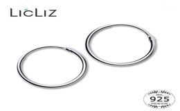 Hoop Huggie LicLiz 2021 925 Sterling Silver Simple Earrings For Women Round Circle White Gold Jewelry Loop Joyas De Plata LE04726079277