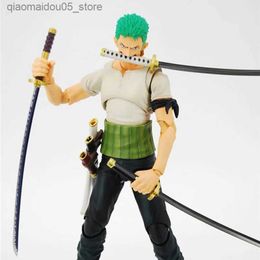 Action Toy Figures One piece Zoro past blue variable decorative box 18cm PVC action character series model doll toy