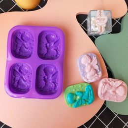4/6 Cavities Creative Angel 3D Silicone Soap Mould DIY Handmade Fondant Cake Decorating Candle Mould Pudding Candy Mould