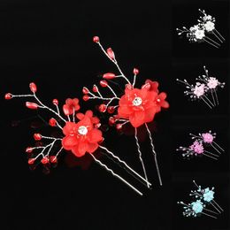 2pcs Hair Pins Hair Accessories For Women Wedding Accessories Bride Hair Clips Jewellery Pearl Crystal Flower Hairpins Headpiece