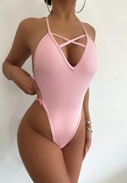 Women039s Swimwear Micro Swimsuit Thong Bikini One Piece Women String Cross Monokini Bandage Bathing Suit Sexy High Cut Swimwea7480085