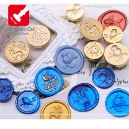 Animal 3D Embossed Deer Wax Seal Stamp Rabbit Cat Fish Sealing Stamp Head For Cards Envelopes Wedding Invitations Scrapbooking