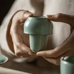 Cups Saucers Japanese Tea Art Training Exam Cup Set Ru Kiln Ceramic Smelling 2pc/lot Hanmade Azure Porcelain Opening Single
