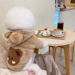 Dog Apparel Clothes Winter Soft Cute Bear Hoodies Costume Chihuahua Outfit Gift Thickened Warm Pet Cat Coat