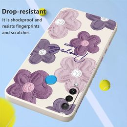 Flowers Side Pattern Phone Case For Huawei P30 P40 Lite P50 P20 Mate 10 20X 30 40 Pro Plus Liquid Square Silicone Cover