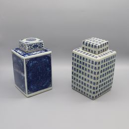 Square Ceramic Pot, Canister, Vase, Table Accessory