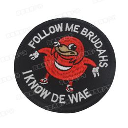 Ugandan Knuckles Patch Follow Me I Know De Wae Hook & Loop Applique Black Meme Badge