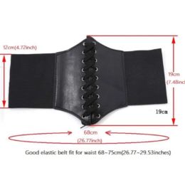Women Wide Belt Vintage Gothic PU Leather Underbust Corset Crop Top Solid Colour Adjustable Vest Waist Belt Double Buckle Cincher