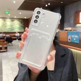Card Bag Clear Shockproof Case For Xiaomi Redmi Note 11 11S 10 10S 9S 9 Pro 10C 9A 9C 9T POCO X3 NFC Silicone Soft TPU Cover