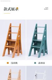 Solid Wooden Ladder Chair Household Ladder Chair Folding Dual Use Ladder Stool Indoor Multifunctional Climbing Stairs Steps