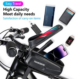 Bicycle Bag 1L Frame Front Top Tube Bike Bag Handlebar Mtb Touch Screen Cycling Bag Phone Holder Case Bicycle Accessories