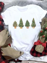 Cute Deer Funny Merry Christmas Tree Women Clothes Print Graphic Female Short Sleeved Tshirts Top T Shirt Ladies Tee Travel Tee