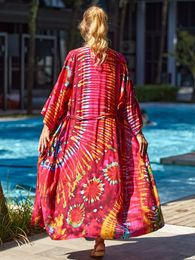 Womens Loose Bathing Suit Kimono Beach Outfits Oversized Cardigan Casual Tie Dye Bikini Cover Ups Plus Size