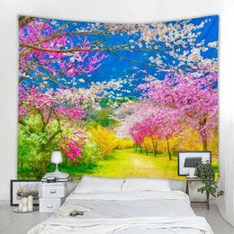 tapestry Tapestries beautiful flower tree pink hippie wall hanging decoration cherry blossom avenue aesthetics R0411