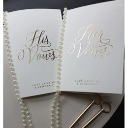 Party Decoration 1 Pair Peal Tassel Wedding Bronzing Vows Card With Pen Handwritten Marriage Oath Book His & Her Love Promise Letter