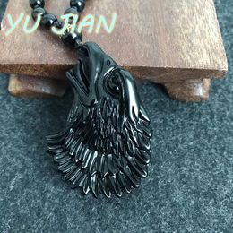 Exquisite Jewelry Natural Black Obsidian Eagle Necklace Cute Men Women Amulet Pendant Accessories