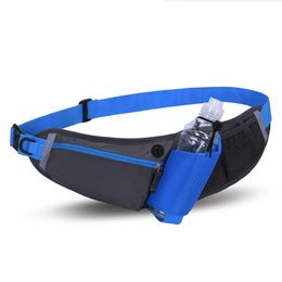 running waist pack with refletive light stripe multi-pocket waist bags with water kettle bags earphone hole outdoor waist bags