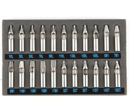 22 Pcslot Quality Pro Stainless Steel Round Tattoo Nozzles Tips Needles Grip Machine Set Drop 2509513