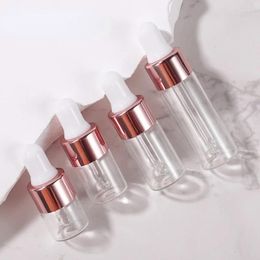 Storage Bottles 1ml 2ml 3ml Empty Portable Frosted Glass Dropper Bottle Rose Gold Cap Travel Essential Oil Perfume Refillable Vial