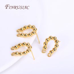 Gold Plated U-shaped Spherical Post Earring Findings Accessories With 2 Closed Ring,Suitable For DIY Pearl Earring Making