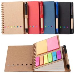 Set Coil Notebook Mini Spiral Notepads Planning With Bookmark Index Sticky Journal Office Hardcover Business