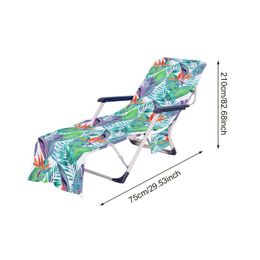 Summer Beach Chair Towel Long Strap Beach Bed Chair Towel Cover With Pocket For Outdoor Garden Beach Pool Sun Lounger Cover