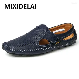 Casual Shoes Fashion Men Brand Slip-On Summer Designer Loafers Moccasins With Holes Breathable Driving Size 38-47