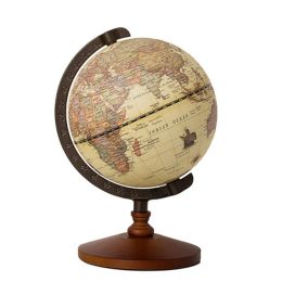 Globe 22cm World Globe Earth Map in English Retro Wooden Base Earth Instrument Geography Education Globe Desk Decoration Furniture