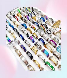 Style Fashion Mix 10pcslot Stainless Steel Ring Good Metal Band Rings SilveryBlackGolden Men Wedding Jewellery Gift9302099