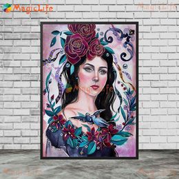 Mexico Day of the Dead Women Portrait Grimace Girl Wall Pictures For Living Room Poster Wall Art Canvas Painting Unframed