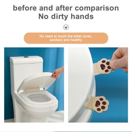 Cute Toilet Seat Lifter Creative Cat Claw Lifting Device Plastic Adhesive Toilet DIY Handle Flap Opener Bathroom Supplies