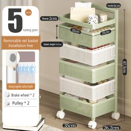 3-5Tier Durable Rolling Trolley Multi-Storey Cart Storage Shelf Movable Gap Storage Rack Locker Drawer Storage Box Organizer