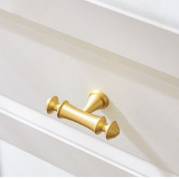 Solid Brass Furniture Handles Kitchen Cabinet Drawer Pulls Door Knobs Satin Brass Dresser Wardrobes Pulls Long Handle