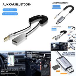 New 2024 2024 Bluetooth Car Kit Bluetooth 5.3 Adapter Stereo Wireless USB Dongle To 3.5Mm Jack Car AUX Audio Music Adapter Mic Handsfree Call TF Card Slot