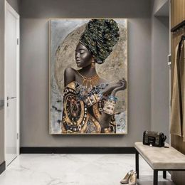Paintings African Black Woman Graffiti Art Posters And Prints Abstract Girl Canvas On The Wall Pictures Decor8971786
