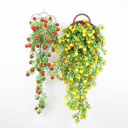 Decorative Flowers Artificial Plants For Decoration Realistic Plastic Red Beans Hanging Plant Wall Leaves Branches Garden Home