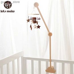 Mobiles# Baby Wooden Bed Bell Bracket Mobile Hanging Rattles Toy Hanger 0-12 Months Baby Crib Mobile Toy Holder Arm Bracket Infant Gifts Y240412Y240417VQ50