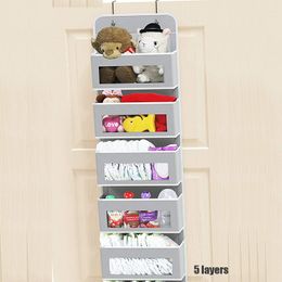 Wall Mounted Storage Shelves 5 Pockets Over Door Hanging Storage Organizer for Bedroom Closet Baby Plush Toys Organizer