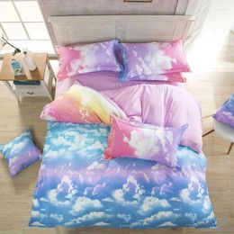 Bedding Sets Home Textile Coloured Gradient Cloud Pattern Boy Girls Bed Linen 3/4pcs Pillowcases Cover Set Duvet Sheet