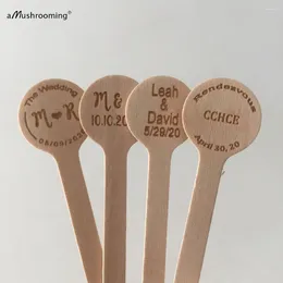 Coffee Scoops 100pcs Name Initials Date Engraved Disposable Mini Spoons Cocktail Party Stir Sticks For Wedding Engagement Tableware