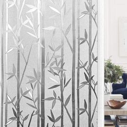 Window Stickers Bamboo Privacy Film Frosted Self-Adhesive Static Cling For Bathroom Livingroom And Office